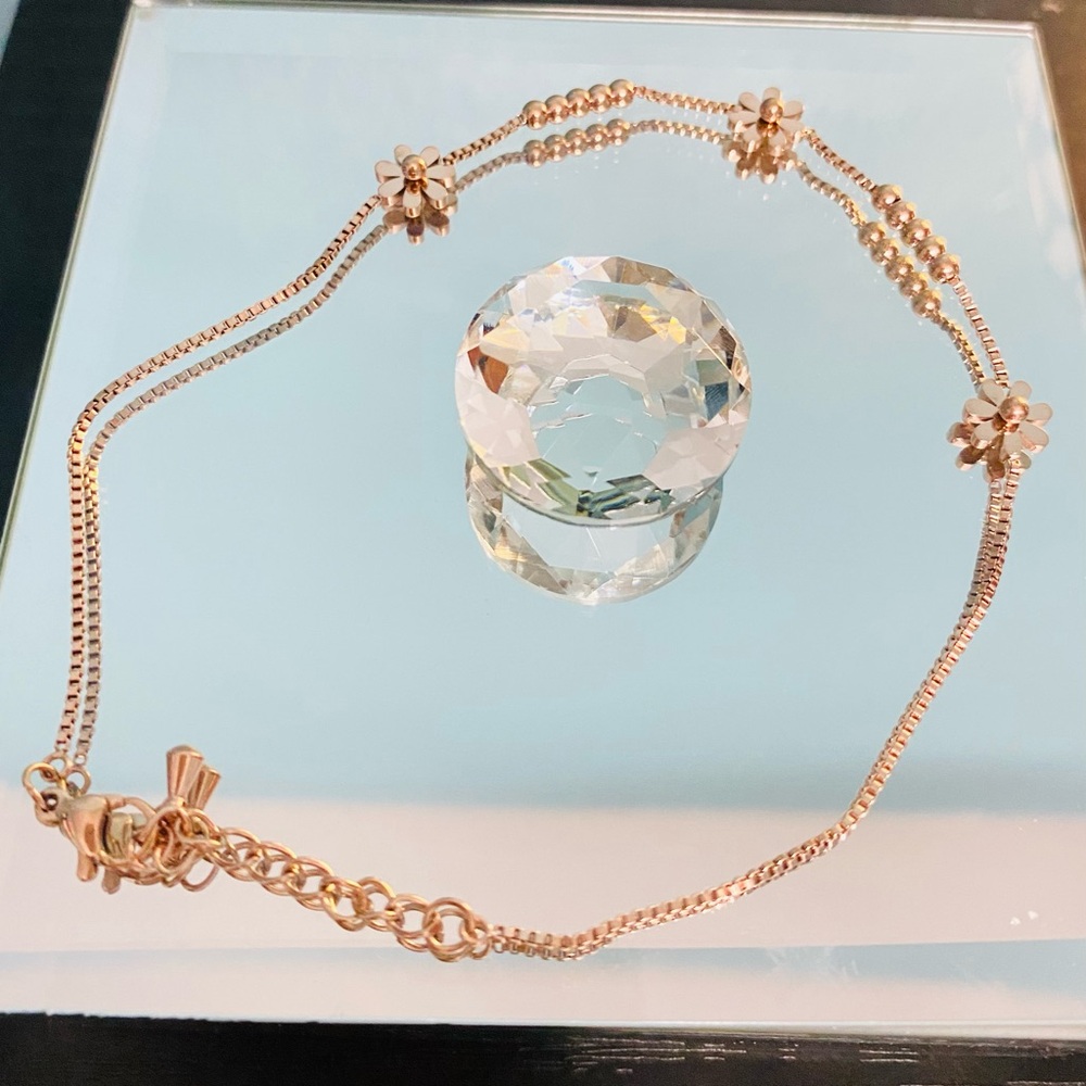 Anklet rose gold anklet with Floral Accents